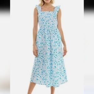 Draper James Blue and White Floral Midi Dress
